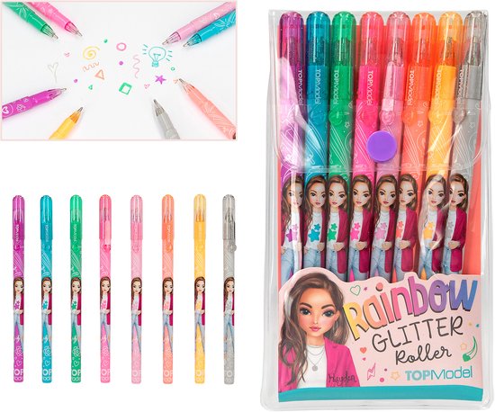 Stylos gel à paillettes arc-en-ciel TOPModel .