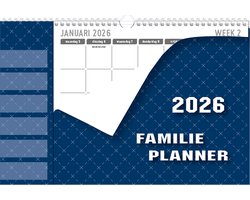MGPcards - Family Planner XL 2026 - Weekplanner - Week begint op maandag - 34 x 24,5 cm - Donker blauw