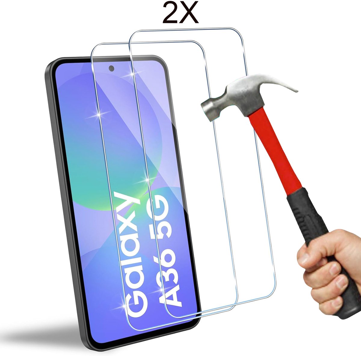 Geschikt voor Samsung Galaxy A36 Screenprotector 2-Pack - Gehard Glas - Anti Shock & Krasbestendig - Epicmobile