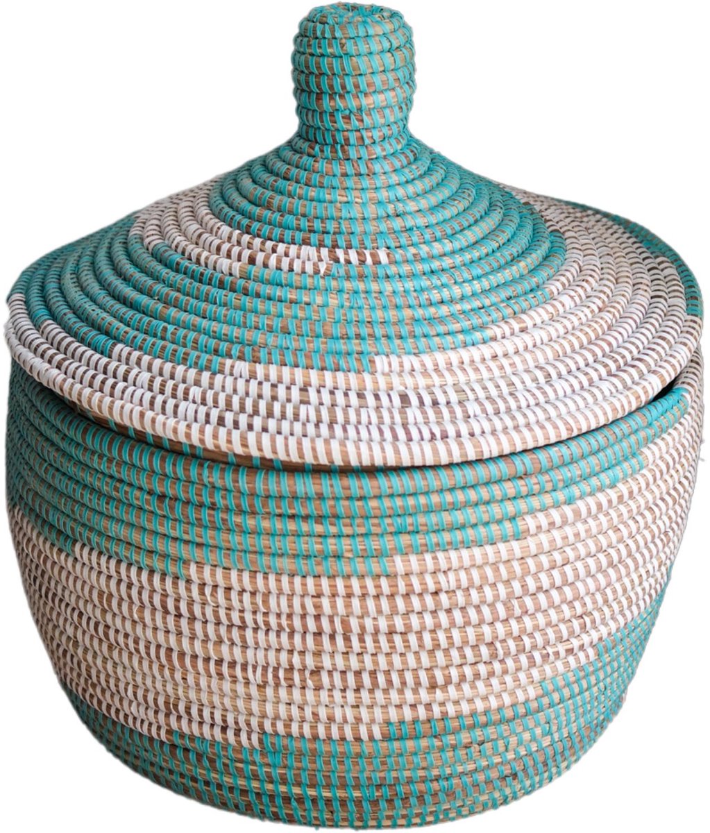 Teng Turquoise opbergmand -Handgemaakt – Decoratief & Functioneel