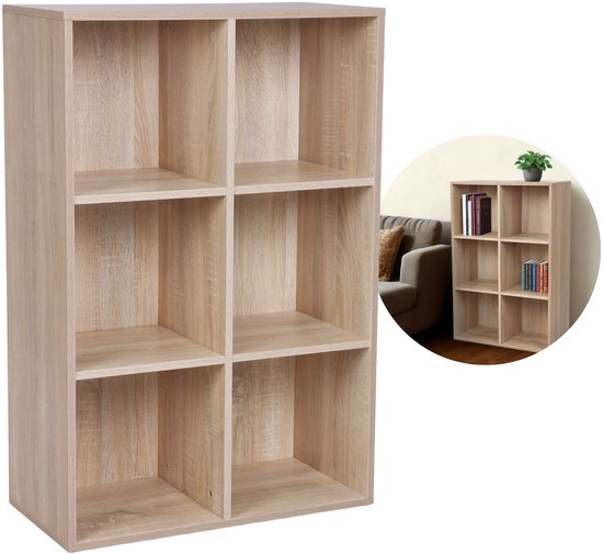 DiBasso - Bibliothèque - Meuble de Rangement - 6 Compartiments Cube - pour Salon, Chambre, Bureau - Vintage