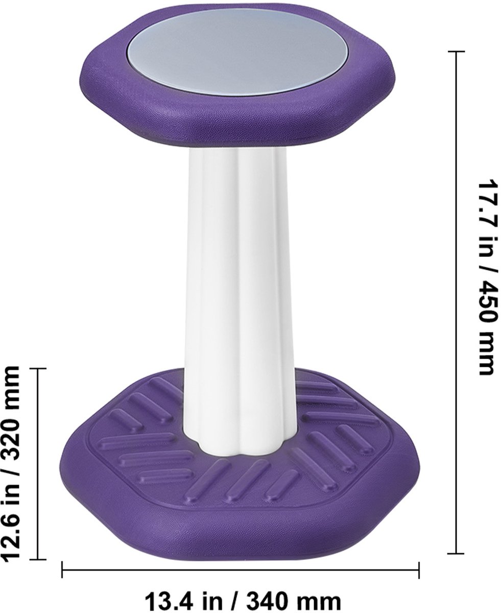 Kids Wobble Chair, Active Chair with Sponge Cushion, Wobble Stool Improves Focus, Posture and Calm Children, Ideal for Schools and Home, Age 7-14, Purple