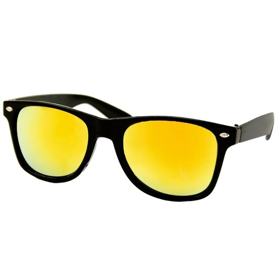 Festival Zonnebril - Mat Zwart Frame - Goudkleurige Spiegelglazen