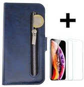 Rico Vitello Rits Wallet case Geschikt voor Apple iPhone XS Max /iphone XS max hoesje/iphone XS max book case kleur Blauw + Gratis screen protector