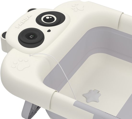 Aufun babybadje, antislip en opvouwbaar, draagbaar bad met touchscreen LCD display, grijs — afbeelding 3