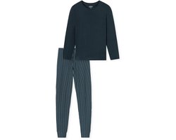 Uncover by Schiesser Dames pyjama lengte donkerblauw - UNCOVER Nachtkleding Dames Pyjamaset - donkerblauw
