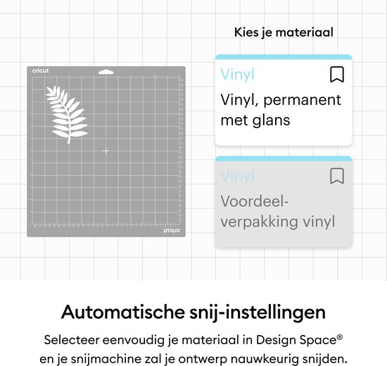 Grijze snijmat met een witte varen-achtige sticker.
