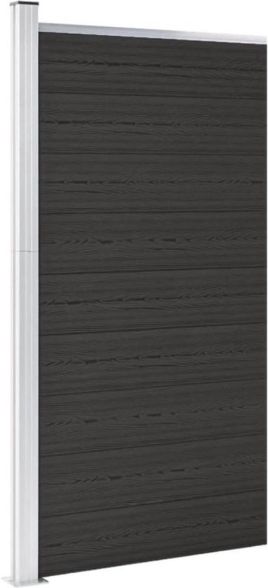 Thuys – Schuttingpaneel – Houten Schutting – Tuinscherm Hout – Gemaakt van HKC – Roestbestendig – Zilveren Frame – Zwart
