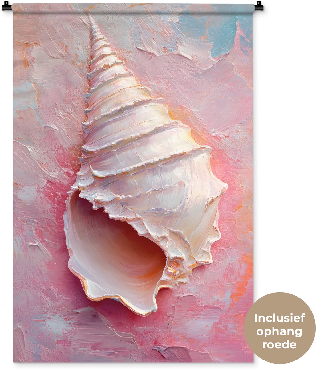 Wandkleed 90x135 cm - Wanddoek Schelp - Pastel - Pink - Wandtapijt - Wandkleden