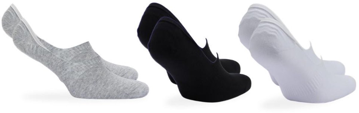 Norfolk Footies - Anti-slip Hak - 3 Paar Onzichtbare Sokken - 80% Katoen - 39-42 - Zwart/Wit/Grijs - Footies Dames - Footies Heren - Tokyo