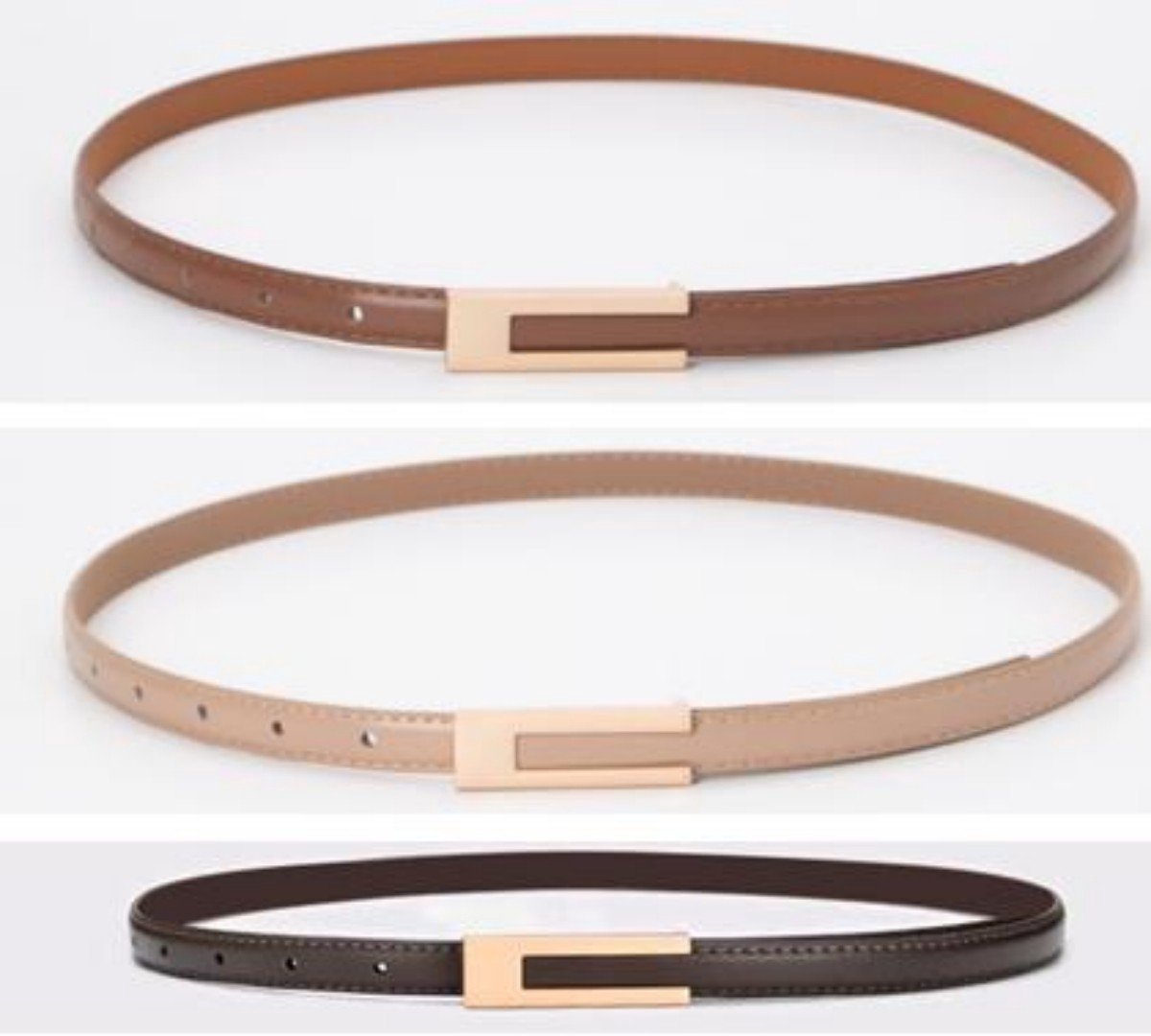 Dames smalle riem - 115cm lang - 3 artikelen - leren riem - verstelbare dunne riem - retro smalle riem - klassieke decoratieve riem - geschikt voor jeans - nette mode riem - retro smalle riem - eenvoudige klassieke all-match riem - L