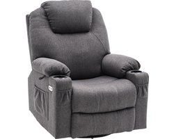 Fauteuil de relaxation électrique rotatif avec Massage et Chauffage – 8 points de massage – Gris Fauteuil de massage MCombo 7070 avec USB et télécommande