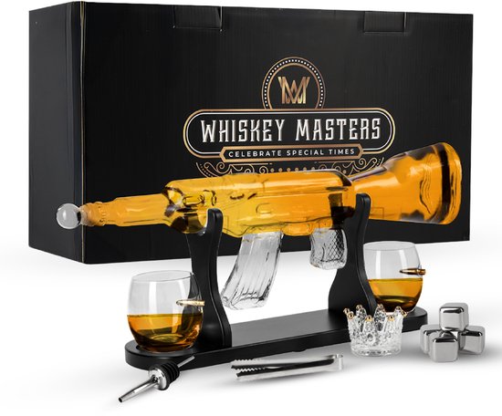 Whiskey Masters Karaf - AK-47 - Luxe Whisky Karaf Set - 1 L - Decanteer Karaf - Whiskey Set