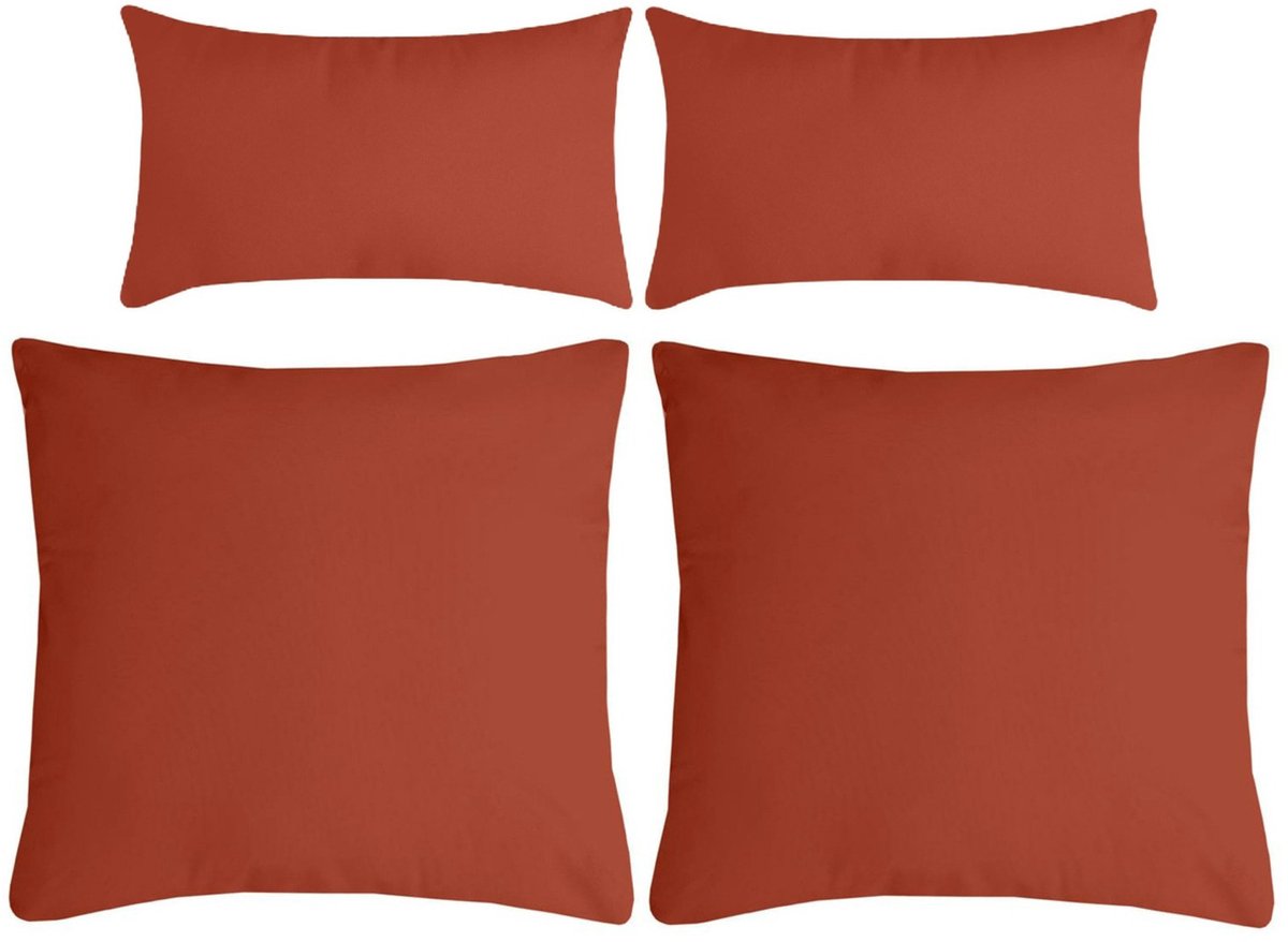Stof Textile sierkussen Nelson - set 4x - terracotta - 2 formaten - bank kussens - polyester