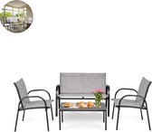 Bol.com Balkonset 4 personen - Tuinset - Bistroset - Donkergrijs - Weerbestendig - 4 delig - Tuintafel en 4 stoelen - 4 personen... aanbieding