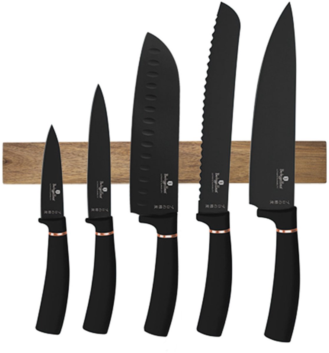 SET VAN 5 KEUKENMESSEN MET LEMMET BERLINGER HAUS BH-2884 BLACK ROSE
