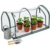 COSTWAY 2-in-1 Mini Greenhouse, PE Raised Bed Cover Greenhouse with Roll-Up Door with Zip, Foil Greenhouse Metal Frame, Plant House, Weatherproof, for Balcony and Garden, 118 x 55 x 60 cm