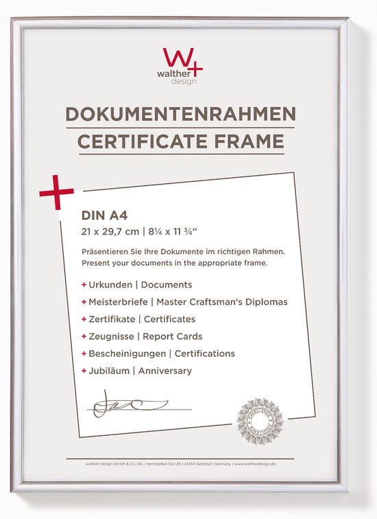 Walther New Lifestyle - Kunststof lijst - Fotoformaat 21x29,7 cm (DIN A4) - Zilver