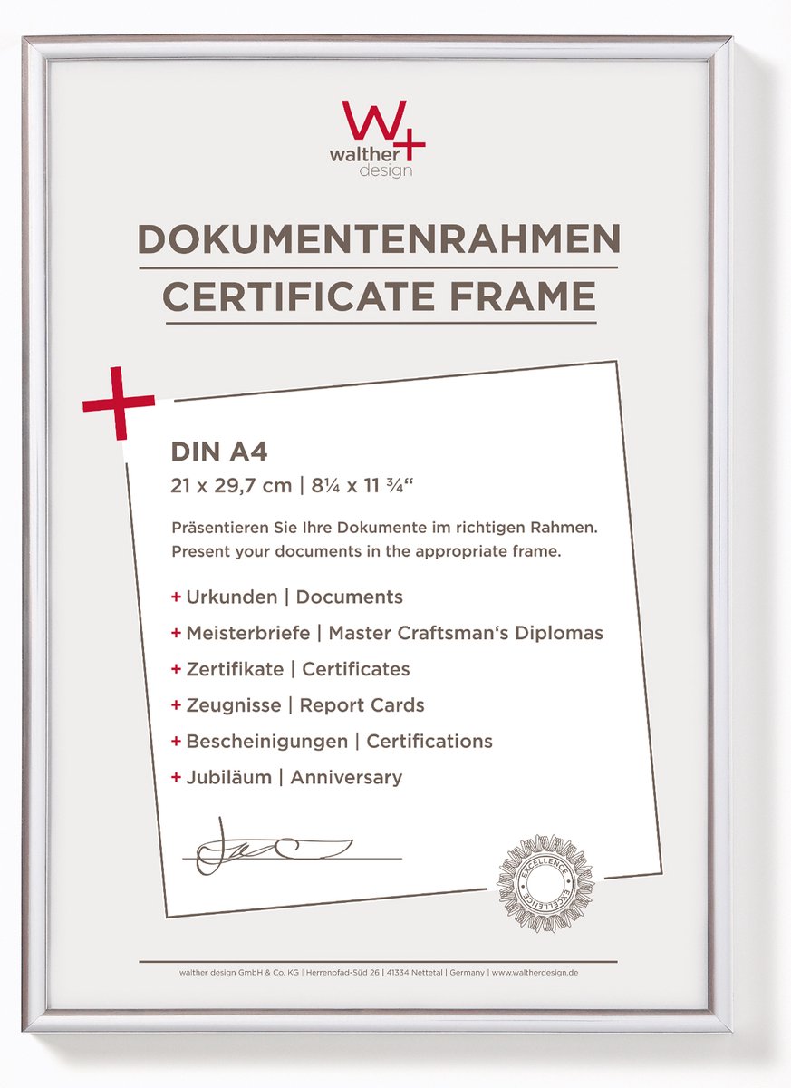 Walther New Lifestyle - Kunststof lijst - Fotoformaat 21x29,7 cm (DIN A4) - Zilver
