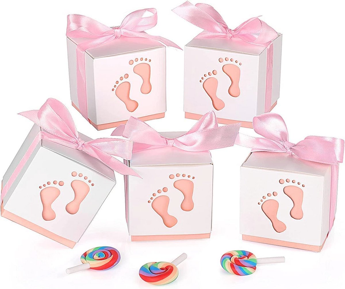 Snoepdoosjes 50 stuks voor Babyshower en Verjaardagen - Gastgeschenkdoosjes met Lint