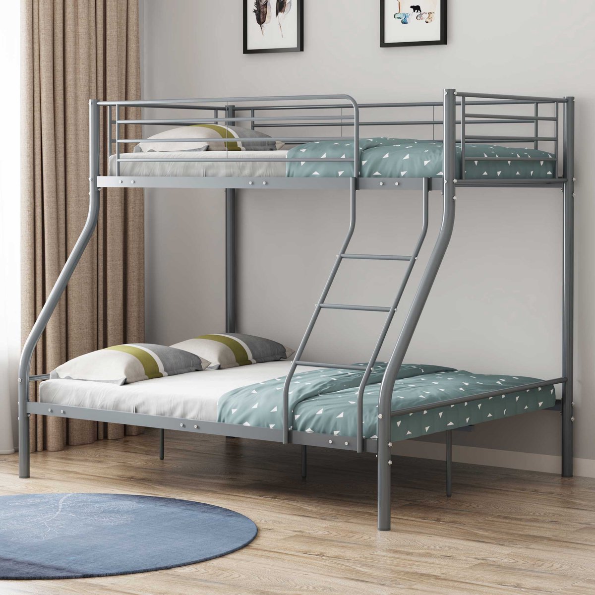 Stapelbed Trixie 90x200 & 140x200 - Metaal - Mat Grijs - Emob Exclusive - Stapelbed - Grijs - Metaal Triple Stapelbed