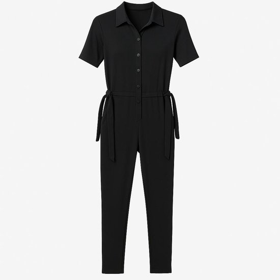 Angelle Milan Zwarte Jumpsuit – De Travelstof Bestseller voor Elke Dag!