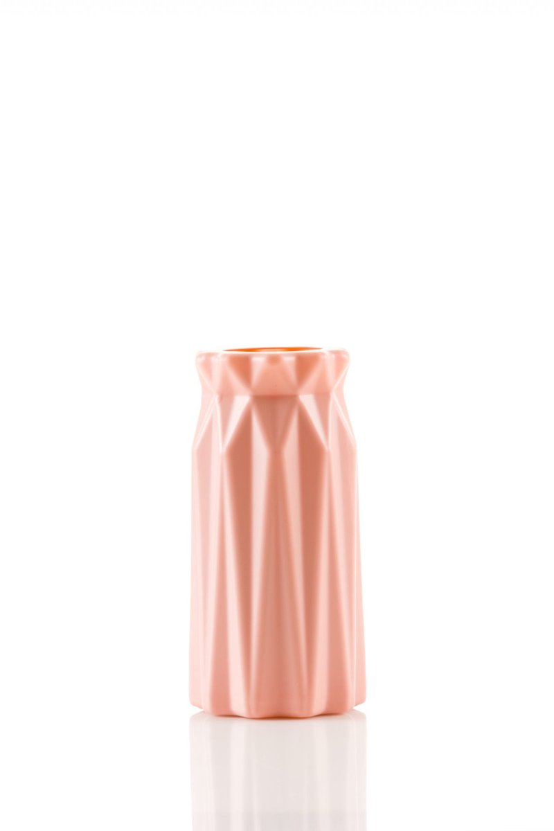 Onbreekbare bloemenvaas roze - kunststof design vaas oud roze - Lichtgewicht oudroze bloemvaas - pastel kleur decoratie vaasje