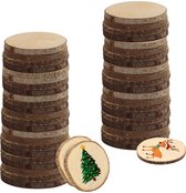 Kurtzy 50 Stuks Natuurlijke Onafgewerkte Houten Schijven – 6-7 cm Diameter - Houten Blokcirkels met Schors en Zonder Gat - Voor DHZ-Kunst en Ambachten, Kerstversieringen en Huwelijksdecoraties