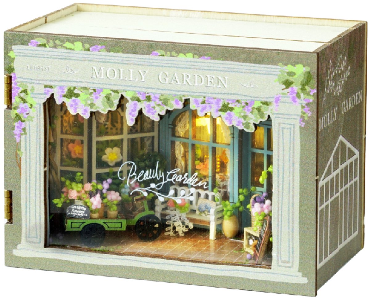 CUTE ROOM - Miniatuur Poppenhuis Bouwpakket - Doe-Het-Zelf Houten Poppenhuisset - Handwerk voor volwassenen, Creatieve Bouwpakket - Superklein Mini World - Fantasy Rubik's Cube Series - Mini-112 Molly Garden