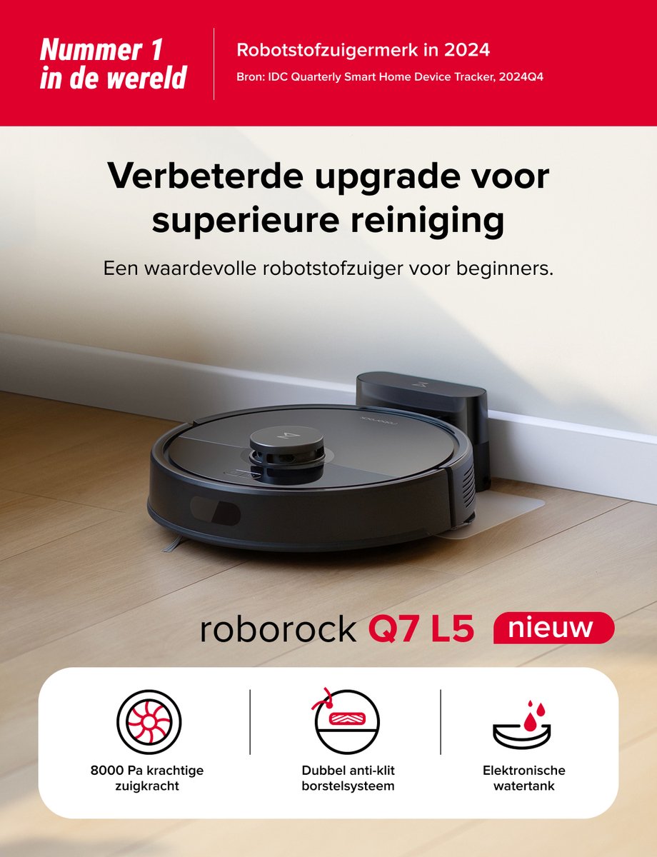 Roborock Q7 L5 Robotstofzuiger – 8000 Pa Hyperforce Zuigkracht – Dubbele Anti-Klit – Nauwkeurige LiDAR Navigatie –Slimme Verboden Zone –Multi-Level Mapping – Automatisch Opladen – APP–Zwart –Q5 PRO Upgrade — afbeelding 7
