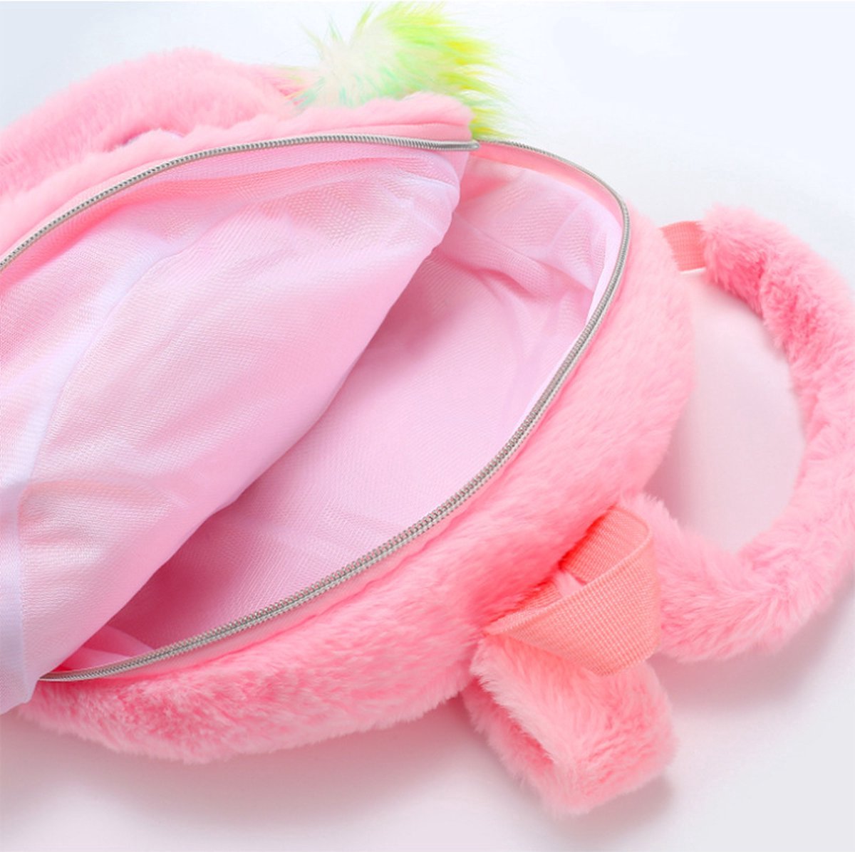 Joya Kids® Unicorn Rugzak Licht Roze met Regenboog Kuif | Fluffy Kinderrugzak | Eenhoorn Backpack | Grote Ogen | Regenboog Eenhoorn – foto 7