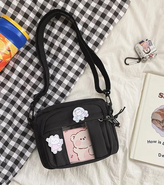 Without Lemon - Itabag - Kleine Crossbody Schoudertas - Transparant Voorvak - Kawaii Tas - Trendy - Creatief - Display - Compact - Pop niet inbegrepen - Zwart