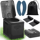 Fousenuk Campingtoilet, zwart, campingtoilet, opvouwbaar, met 2 rollen