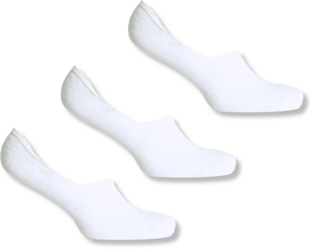 Norfolk Footies - Anti-slip Hak - 3 Paar Onzichtbare Sokken - 80% Katoen - 35-38 - Wit - Footies Dames - Tokyo