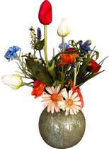 Seta Fiori - Fleurs artificielles - Bouquet de Fleurs en soie - 50 cm - vase incl. - Bouquet de cueillette - Fleurs des prés