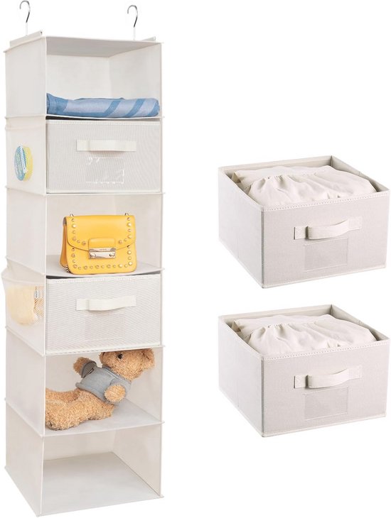 Kledingkast met 3 lades in eiken met wit