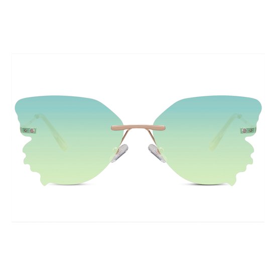 Zonnebril vlinder - Zonnebrillen - Festival bril - Rave bril - Glasses - Goud - Groene glazen van Merkloos — afbeelding 2