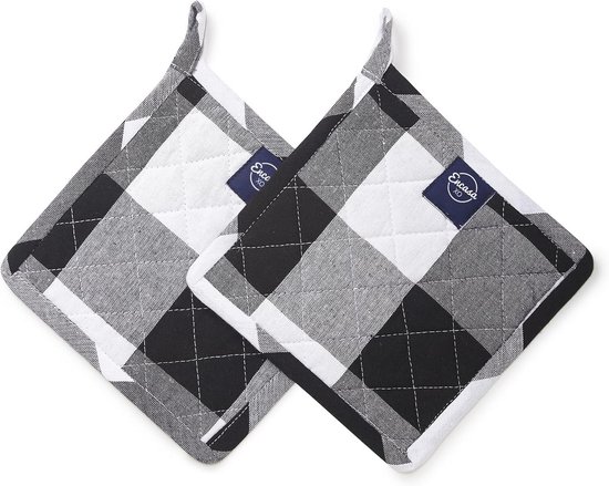 Set van 2 pannenlappen voor keuken, herten, besneeuwde wintereland