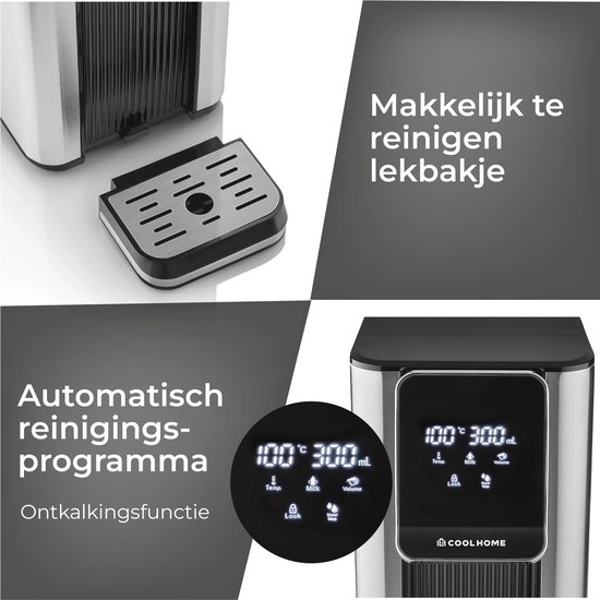 Fontaine à eau chaude CoolHome HW24 - 2,5 L - 40 °C à 100 °C - 100 ml à 400 ml - Acier inoxydable