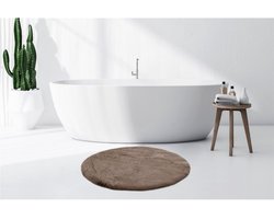 Yolo-deals - Badmat Rabbit 200 - Diameter 100 cm - Rond - Donkerbeige