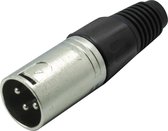 XLR 3-pins (m) connector met plastic trekontlasting - grijs/zwart