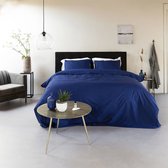 Katoen égyptien uni - Marine Taille : Twin (240 x 200/220 cm + 2 taies d'oreiller) (Dreamers Den)