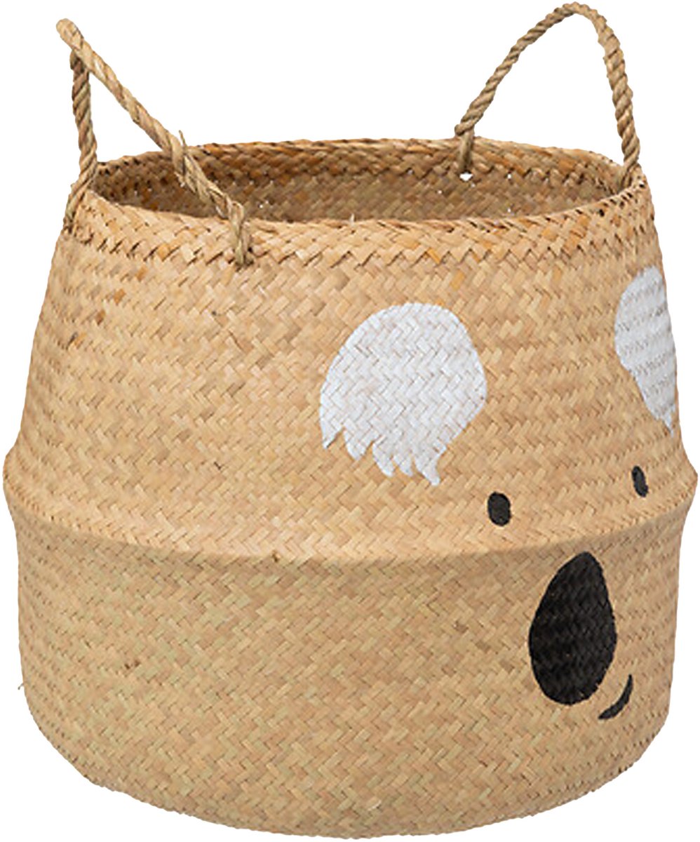 Atmosphera Speelgoed Opbergmand - Koala - met handgreep - riet - opvouwbaar - 35 x 35 x 38 cm