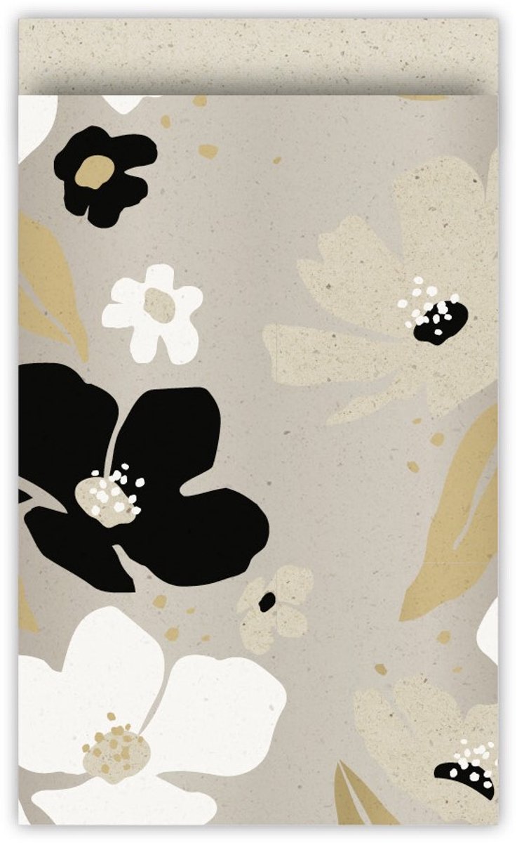 Cadeauzakjes voor volwassenen- Grote bloemen in chique kleuren -Inpakzakje van graspapier- Uitdeelzakje voor traktaties- 10 zakjes van 12x19 cm