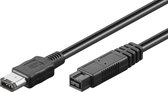 FireWire 400-800 kabel met 6-pins - 9-pins connectoren / zwart - 3 meter