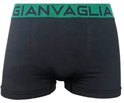 Zwarte boxershort met groene tailleband met "GIANVAGLIA"-logo.