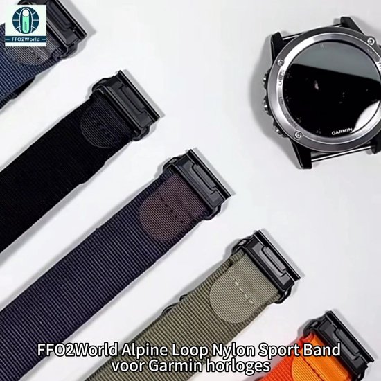 Stravo Alpine Loop Nylon Sport Bandje voor Garmin Fenix 9/9 Pro 47mm, Fenix 8/8 Pro 47mm, Fenix E, Fenix 7/7 Pro & Fenix 6/6 Pro – QuickFit 22mm – G-Gesp – Oranje