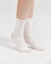 Nova Collection - Dames sokken - 6 Paar - Rolltop - Organic Cotton Certified - Organische Katoen - Wit - Maat 35-38 - Cadeau