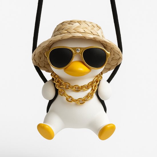 Cruva Swinging Duck Auto Hanger – Auto Spiegelhanger – Schommelende Eend – Gangster Quack – Auto Decoratie – Hanger voor Achteruitkijkspiegel – Accessoires Auto Interieur - Auto Ornament - Schommelende eend - Decoratieve Auto Accessoires - Cadeau