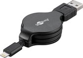 Goobay 8-pins Lightning naar USB-A uittrekbare kabel - USB2.0 - tot 2A / zwart - 1 meter